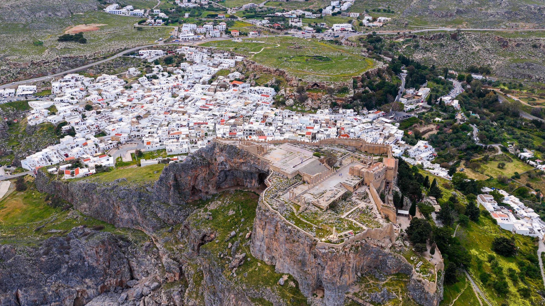 Lindos Acropolis and village on Rhodes, Greece